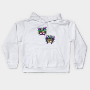 Mardi Gras Masks in Bright Mardi Gras Colors Kids Hoodie